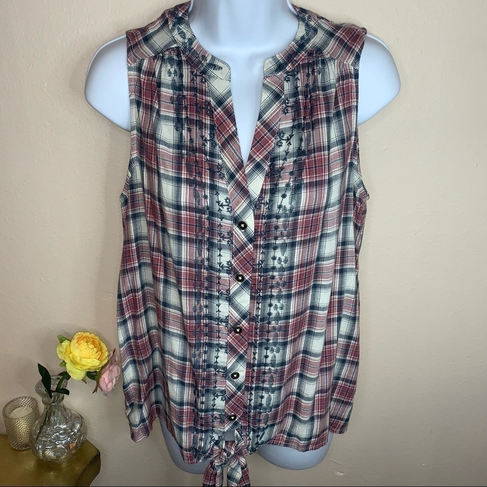 Xs NWT Knox Rose Sleeveless Flannel Plaid Top Women’s Extra Small Size 0 2